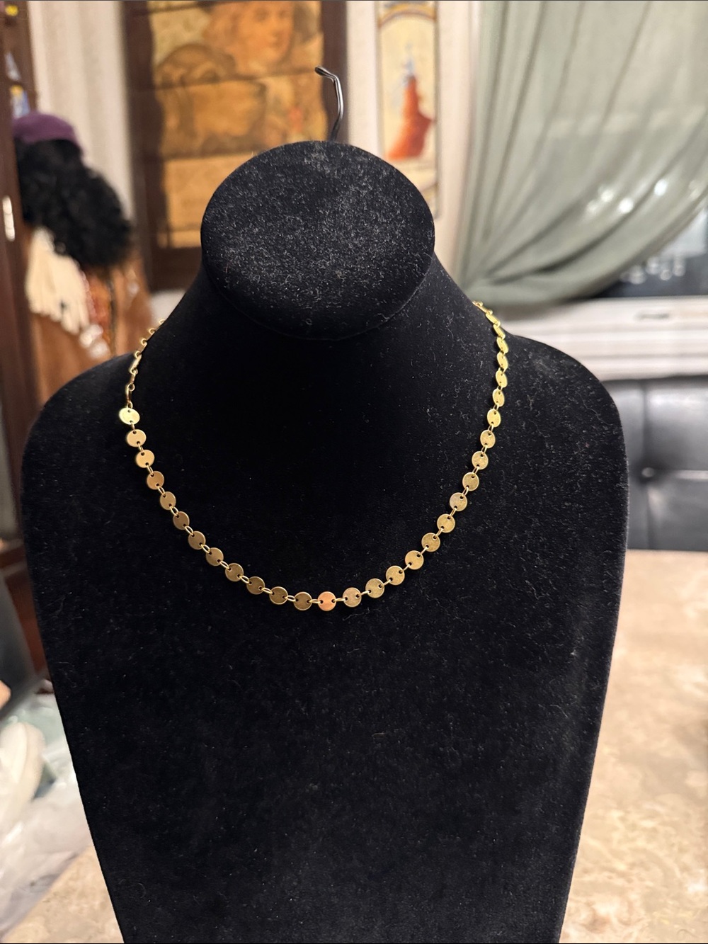 Madewell, gold tone, circular all over disc necklace adjustable